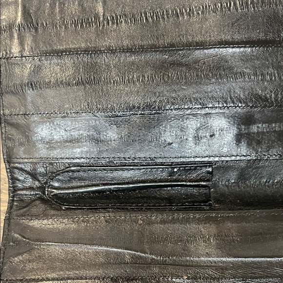 Vintage Gray Eel Skin Double Kiss Lock Coin Purse & Blk Eel Skin Checkbook Cover - Picture 13 of 15